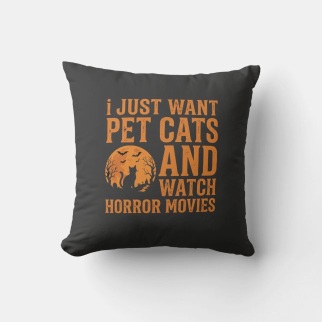 Coussin Chats de compagnie Films d'horreur Halloween Desig (Recto)
