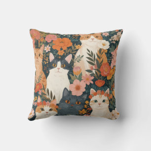 Coussin Chats de jardin fantaisistes