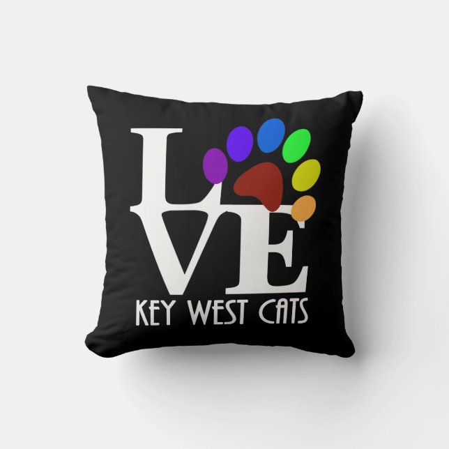 Coussin Chats de Key West aimés (texte blanc) (Recto)