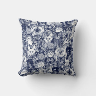 Coussin Chats de Noël bleu