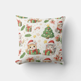 Coussin Chats de Noël & Cadeaux