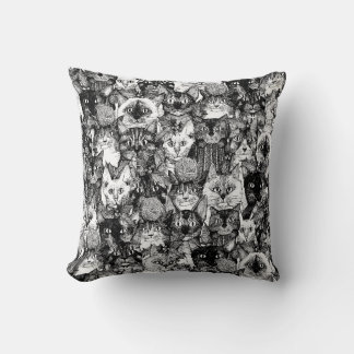 Coussin Chats de Noël noir