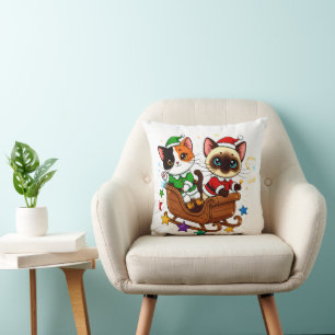 Coussin Chats de traîneau de Noël !