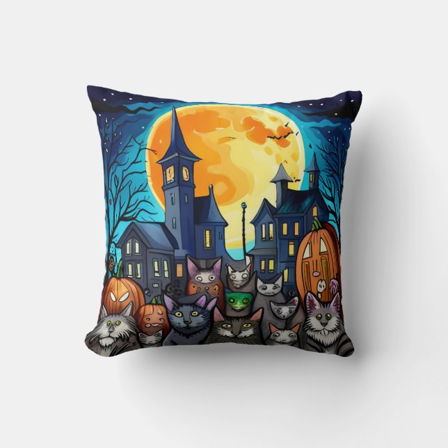 Coussin Chats d'Halloween (Recto)