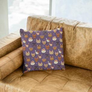 Coussin Chats d'Halloween violets