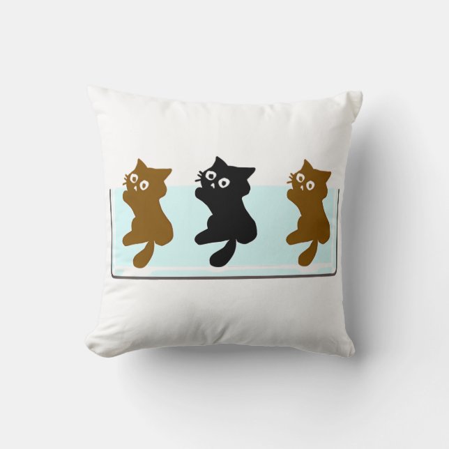 Coussin Chats drôles de natation , Illustration de chat mi (Recto)