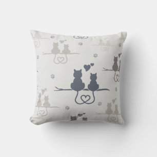 Coussin Chats en amour Animaux modernes Silhouette Motif