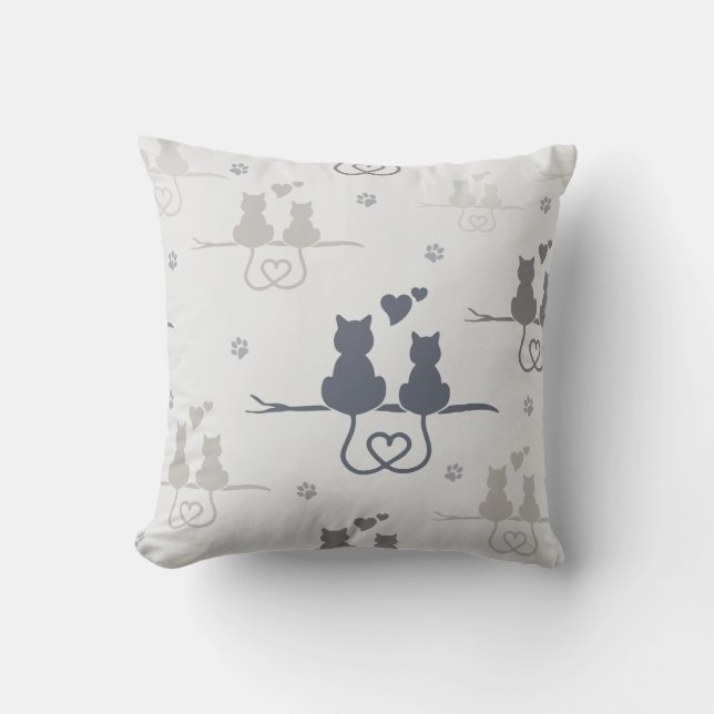Coussin Chats en amour Motif de silhouette d'animal modern (Recto)