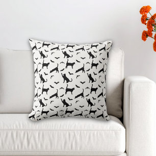 Coussin Chats et chauves-souris noirs Motif minimal Hallow
