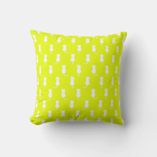 Coussin Chats Fantaisistes Forever Chats Blancs Jaune
