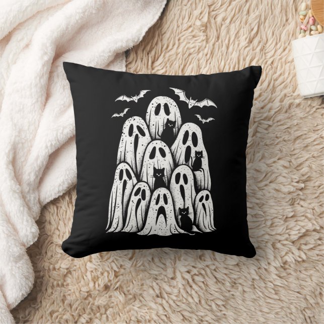 Coussin Chats fantômes d'Halloween amateur de saison effra (Couverture)
