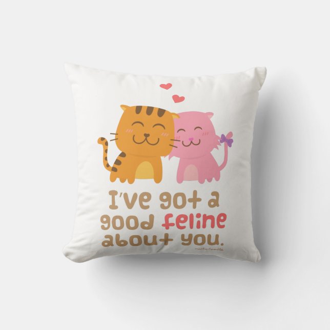 Coussin Chats Félin Mignons Amour Pun Humour (Recto)