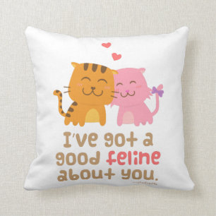 Coussin Chats Félin Mignons Amour Pun Humour