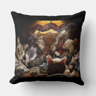 Coussin Chats jouant au poker