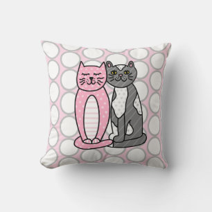 Coussin Chats Kitty Roses et Grey Cute Cute