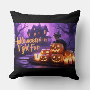 Coussin Chats magiques et Citrouille Flickering d'Hallowee