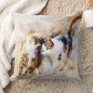 Coussin Chats Meilleurs amis pour l'aquarelle