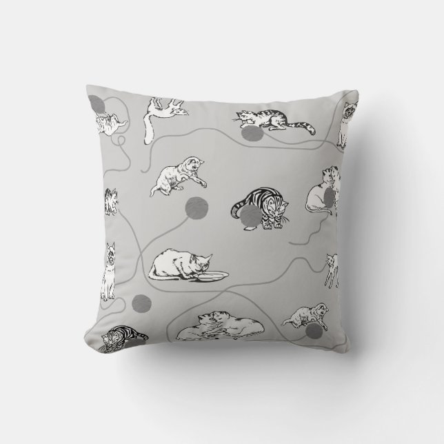 Coussin Chats mignons Jouer et être Motif coquin (Recto)