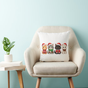 Coussin Chats mignons pour Noël - Dessin de chats pour les