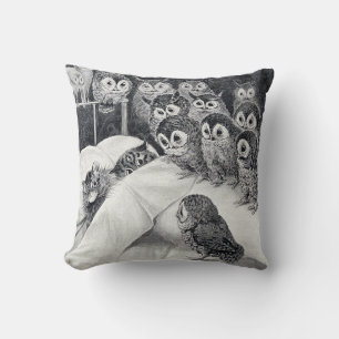 Coussin Chats Nightmare Owl Bird, Louis Wain