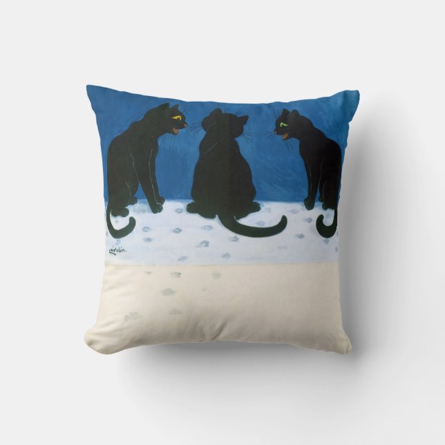 Coussin Chats noirs dans la neige, Louis Wain (Recto)