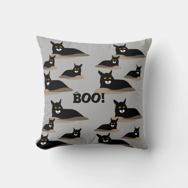 Coussin Chats noirs d'Halloween (Recto)