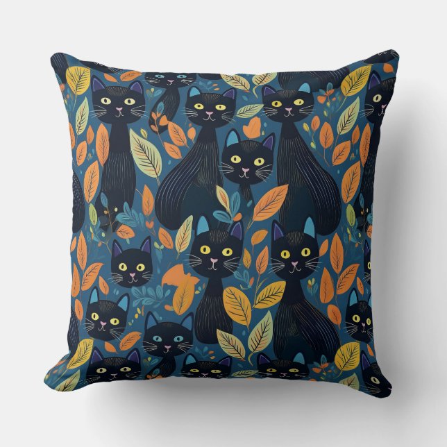 Coussin Chats noirs d'Halloween (Recto)