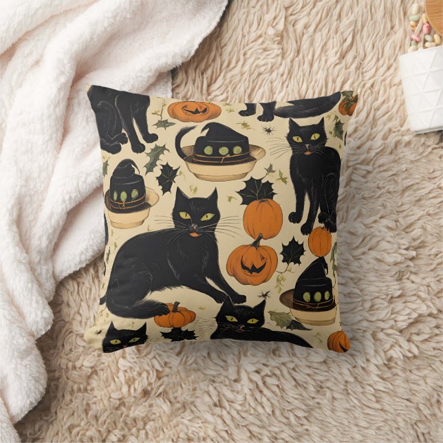 Coussin chats noirs halloween cadeaux d'horreur drôle boo  (Couverture)