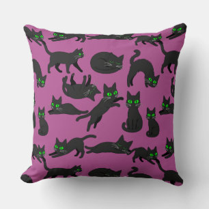 Coussin Chats noirs Yeux verts Chatons mignons