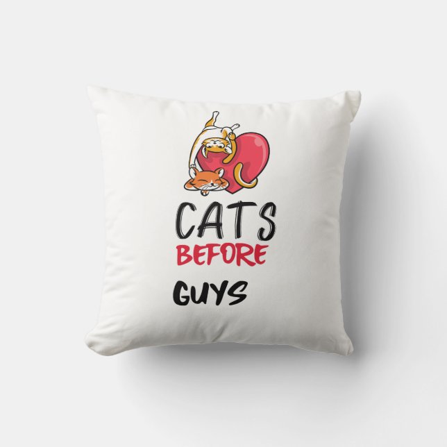 Coussin Chats Rétro Avant Les Gars Drôle Citation De Chat  (Recto)