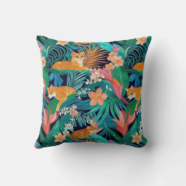 Coussin Chats roux dans la Jungle (Verso)