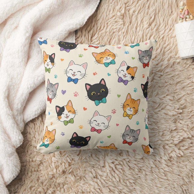 Coussin Chats souriants en nœuds papillon (Couverture)