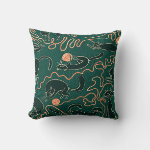 Coussin Chats Vintages : Doodle Motif transparent