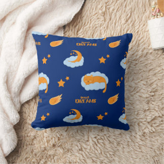 Coussin Chatte endormi sur un nuage, rêves doux