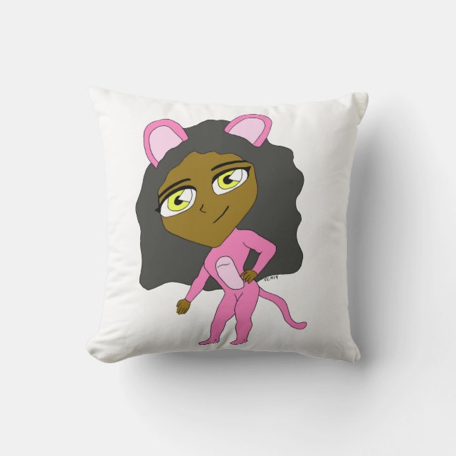 Coussin chatte rose (Recto)