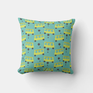 Coussin Chauffeur de Bus Scolaire Confettis Jaunes Enseign