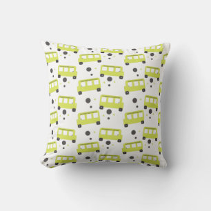 Coussin Chauffeur de Bus Scolaire Confettis Jaunes Enseign