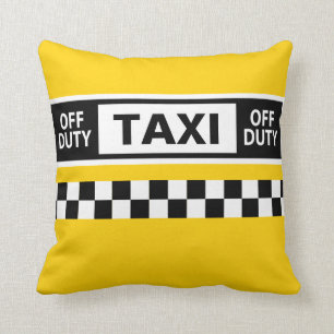 Coussin Chauffeur de taxi New York Hors service Jaune Blan