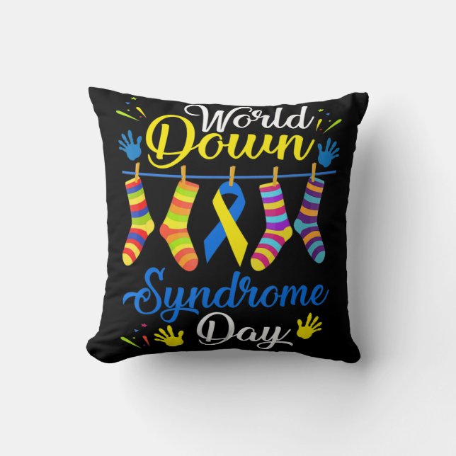 Coussin Chaussettes de sensibilisation de la Journée mondi (Recto)