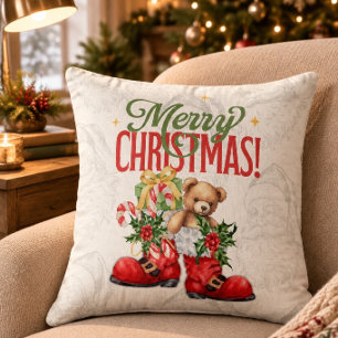 Coussin Chaussons de Noël rembourrés de Père Noël vintage