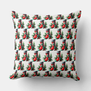 Coussin Chaussure de Noël rouge avec un arbre de Noël