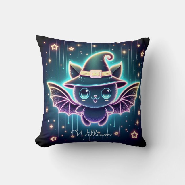 Coussin Chauve-chatte d'Halloween sur mesure avec la pépin (Recto)