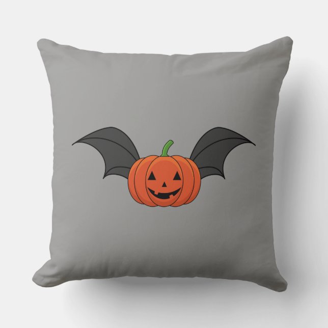 Coussin Chauve-souris de citrouille d'Halloween (Recto)