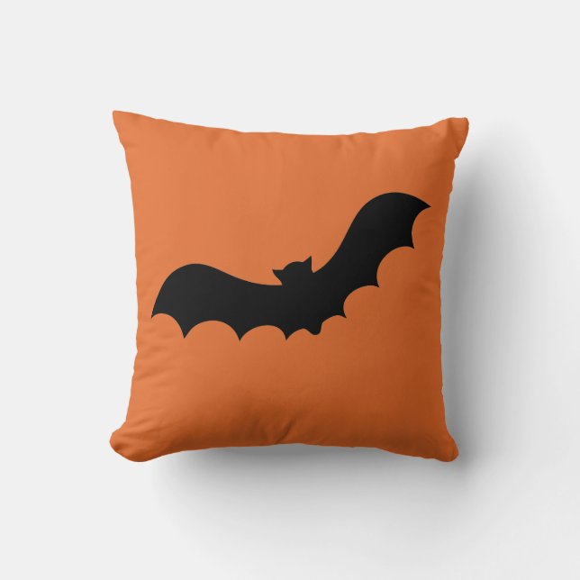 Coussin Chauve-souris heureuse orange et noire simple de (Recto)