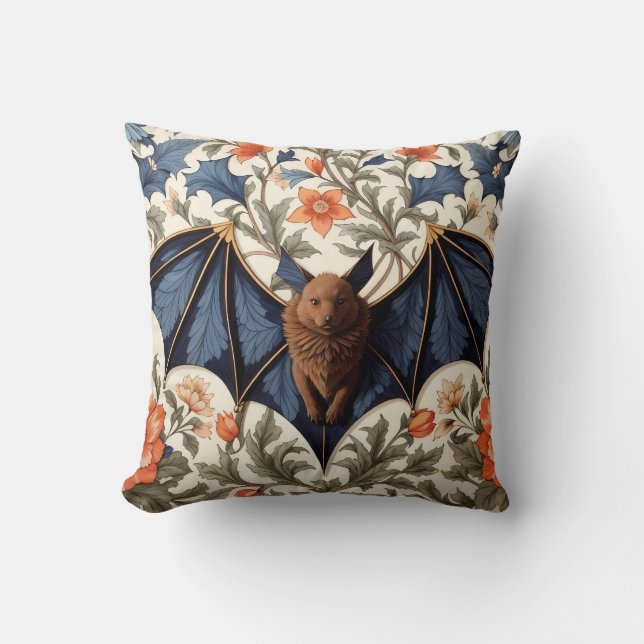 Coussin Chauve-souris volante fleur inspirée de William Mo (Recto)