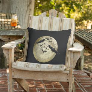 Coussin Chauves-souris de vol nocturne et pleine lune de r