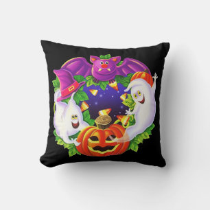 Coussin Chauves-souris D'Halloween Et Fantômes