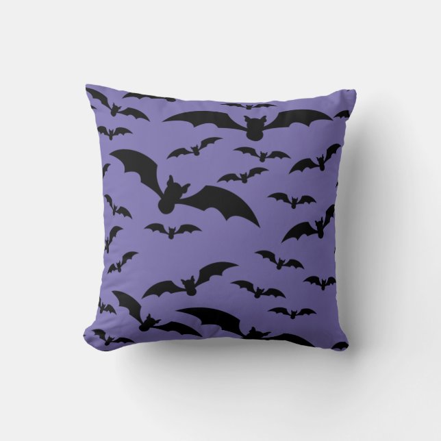 Coussin Chauves-souris éffrayantes noires Halloween Joyeux (Recto)