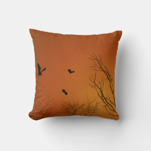 Coussin Chauves-souris et arbres d'Halloween