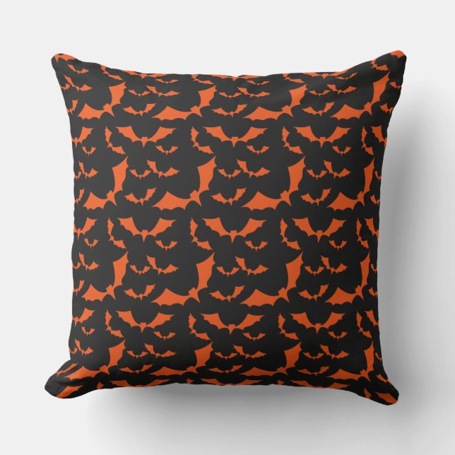 Coussin chauves-souris noires et oranges halloween motif (Recto)